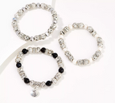 Set of 3 Zodiac Lava Bracelets with Gemstones & Virgo Charms